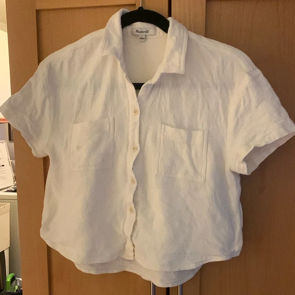 Madewell White Short-Sleeve Button-Down Shirt - Picture 2 of 5